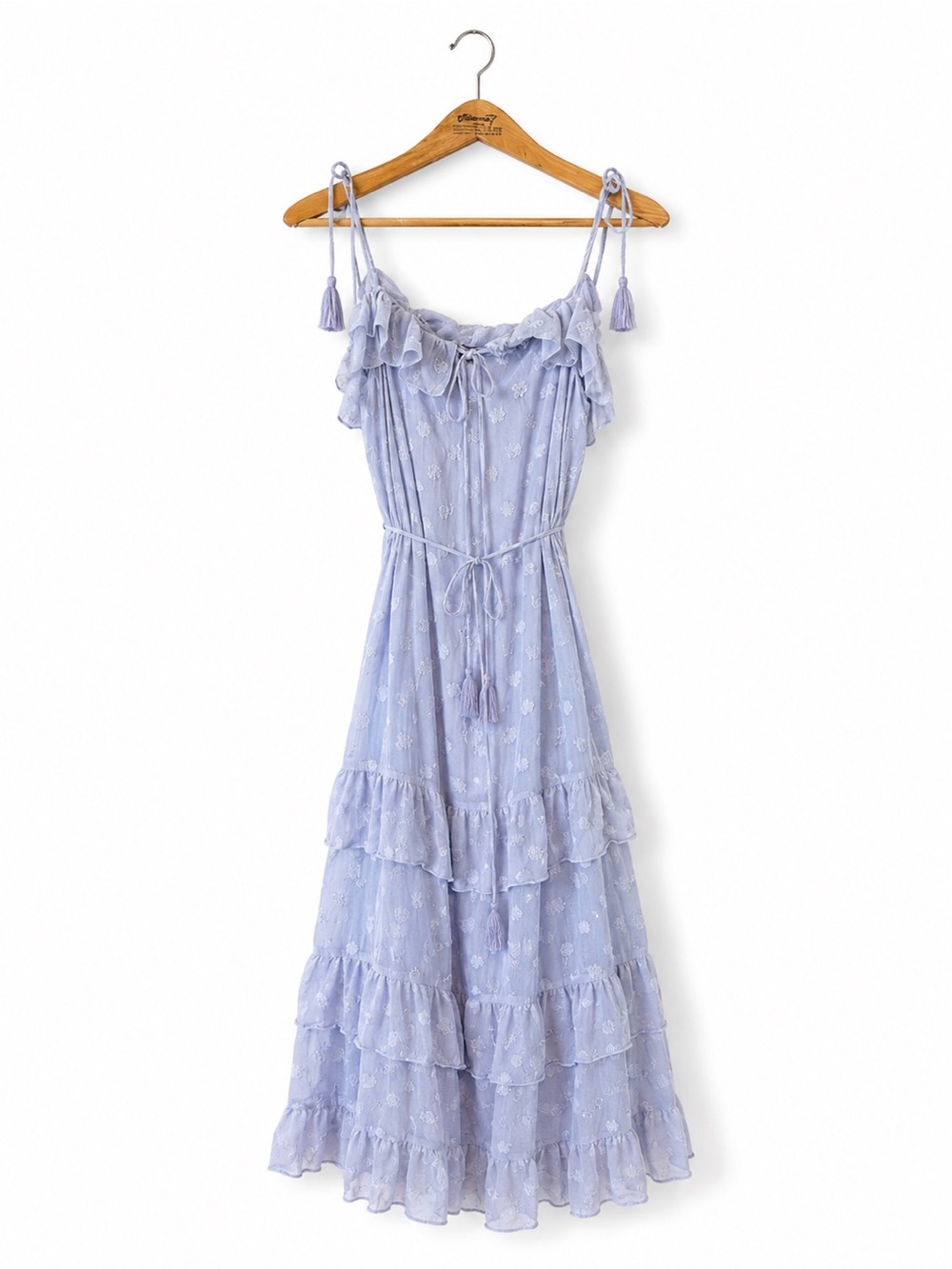 Lulus NWT Easily Adored Light Blue Floral Appliques Maxi Graduation Bridal Dress - Picture 2 of 13